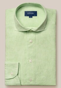 Eton Lightweight Albini Linnen Garment Wshed Overhemd Licht Groen