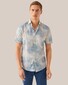 Eton Lightweight Cotton Silk Short Sleeve Floral Watercolor Pattern Shirt Light Grey
