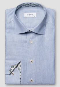 Eton Lightweight Cotton Tencel Lyocell Textured Oxford Weave Overhemd Donker Blauw