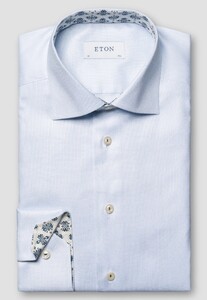 Eton Lightweight Cotton Tencel Lyocell Textured Oxford Weave Overhemd Licht Blauw