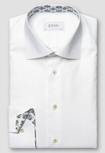 Eton Lightweight Cotton Tencel Lyocell Textured Oxford Weave Overhemd Wit