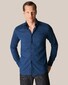 Eton Lightweight Flanel Herringbone Button Down Overhemd Donker Blauw