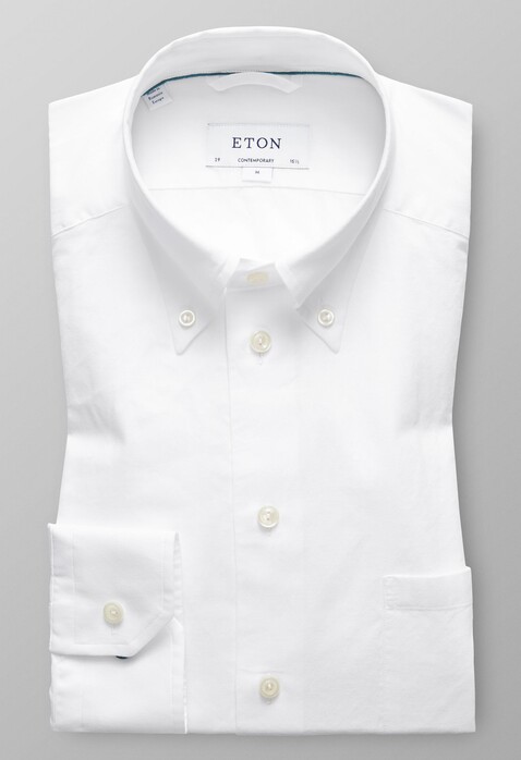 Eton Lightweight Flannel Button Down Overhemd Wit