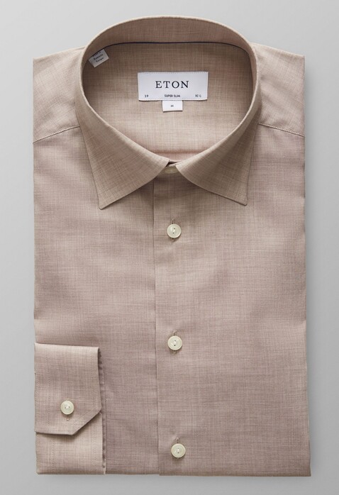 Eton Lightweight Flannel Button Under Overhemd Beige