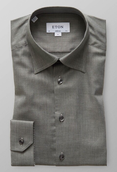 Eton Lightweight Flannel Button Under Shirt Light Green Melange