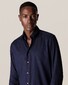 Eton Lightweight Flannel Cotton Tencel Shirt Dark Evening Blue