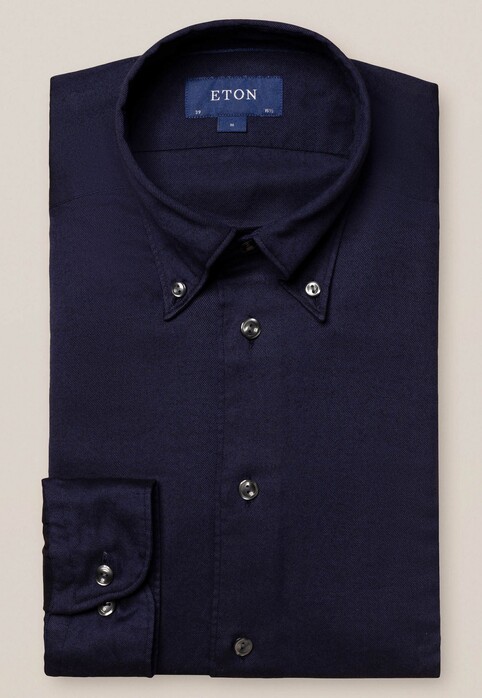 Eton Lightweight Flannel Cotton Tencel Shirt Dark Evening Blue