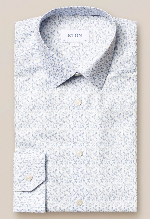 Eton Lightweight Flannel Floral Shirt White