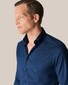 Eton Lightweight Flannel Herringbone Button Down Shirt Dark Evening Blue