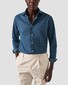 Eton Lightweight Italian Woven Denim Garment Washed Overhemd Donker Blauw