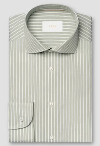 Eton Lightweight Luxury Soft Touch Cotton Silk Stripe Shirt Light Green