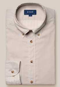 Eton Lightweight Mussola Cotton Modal Horn Effect Buttons Shirt Light Brown