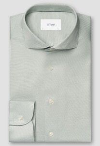 Eton Lightweight Natural Stretch King Knit Filo di Scozia Cotton Shirt Light Green
