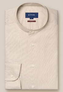 Eton Lightweight Soft Twill Uni Color Band Collar Overhemd Beige
