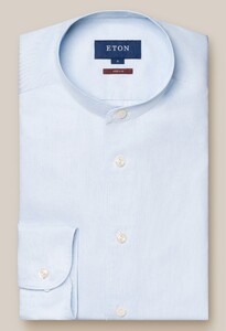 Eton Lightweight Soft Twill Uni Color Band Collar Overhemd Licht Blauw