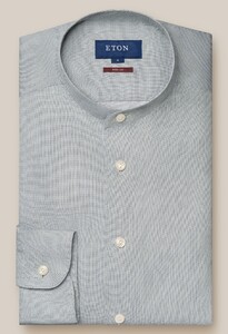 Eton Lightweight Soft Twill Uni Color Band Collar Overhemd Midden Groen