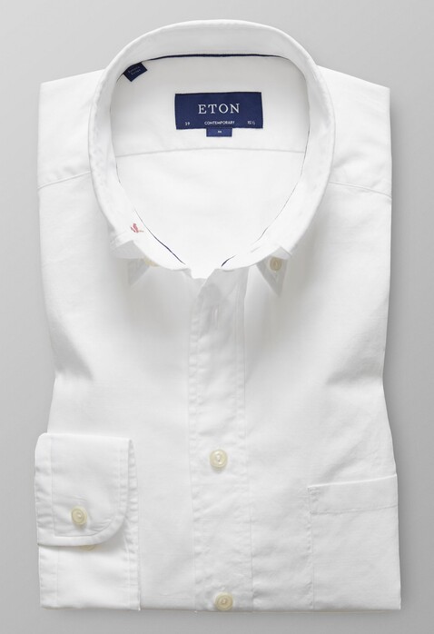 Eton Lightweight Twill Uni Overhemd Wit