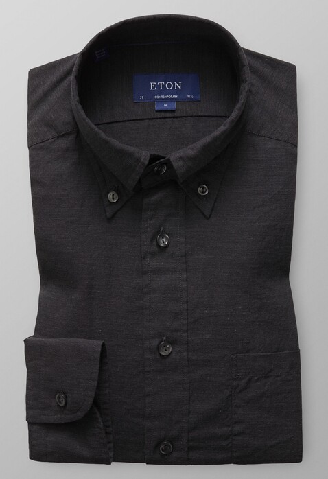 Eton Lightweight Uni Button Down Overhemd Antraciet Melange