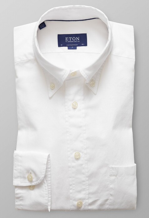 Eton Lightweight Uni Button Down Overhemd Wit