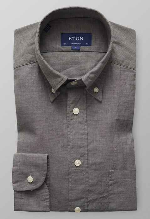 Eton Lightweight Uni Button Down Shirt Extra Dark Grey Melange