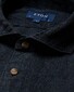 Eton Linen Garment Washed Indigo Colored Horn Effect Buttons Shirt Navy
