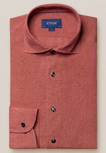 Eton Linen Uni Extreme Cut Away Shirt Red