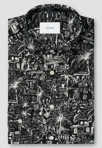 Eton Linnen Rich Fantasy Pattern Overhemd Zwart