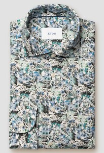 Eton Linnen Subtle Mosaic Flower Pattern Overhemd Blauw-Multi