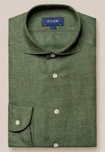 Eton Linnen Twill Matte Buttons Shirt Green