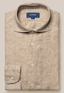 Eton Linnen Twill Matte Buttons Shirt Light Brown
