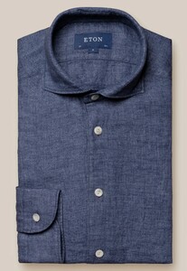 Eton Linnen Twill Matte Buttons Shirt Navy