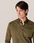 Eton Long Sleeve Piqué Polo Button Under Poloshirt Green