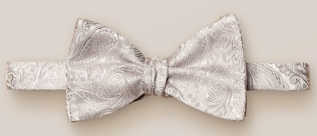 Eton Luxery Silk Paisley Self Tied Bow Tie Grey
