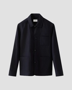 Eton Luxurious Airy Woven Wool Linnen Rich Texture Overshirt Navy