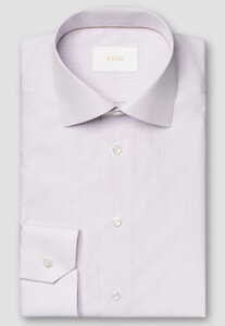 Eton Luxury Albini Supima 120 Cotton Piqué Fine Stripe Shirt Pink