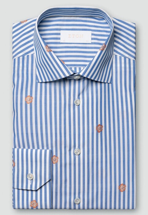 Eton Luxury Bengal Striped Fil Coupé Shirt Blue