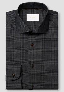 Eton Luxury Check Reda Super 120s Merino Mother of Pearl Buttons Overhemd Donker Grijs
