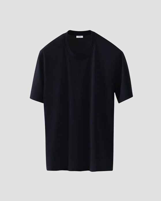 Eton Luxury Cotton Silk Crew Neck Soft Touch T-Shirt Navy