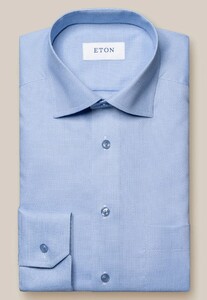 Eton Luxury Dobby Geometric Pattern Tonal Buttons Overhemd Licht Blauw