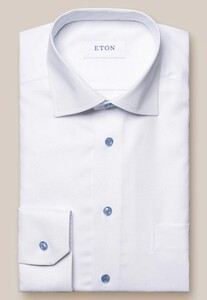 Eton Luxury Dobby Geometric Pattern Tonal Buttons Shirt White