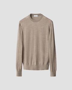 Eton Luxury Extrafine Merino Crew Neck Trui Beige