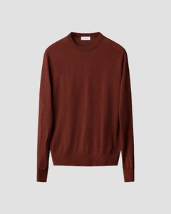 Eton Luxury Extrafine Merino Crew Neck Trui Donker Rood