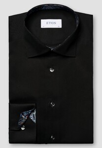 Eton Luxury Floral Effect Signature Twill Shirt Black