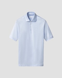 Eton Luxury Mercerized Filo di Scozia Subtle Texture Jacquard Cotton Polo Licht Blauw