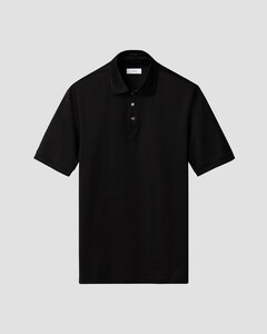 Eton Luxury Mercerized Filo di Scozia Subtle Texture Jacquard Cotton Polo Zwart