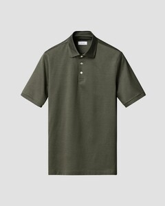 Eton Luxury Mercerized Filo di Scozia Subtle Texture Jacquard Cotton Poloshirt Dark Green