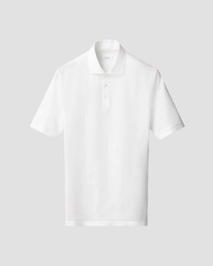 Eton Luxury Mercerized Filo di Scozia Subtle Texture Jacquard Cotton Poloshirt White