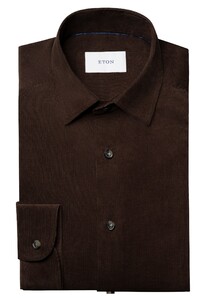 Eton Luxury Organic Cotton Corduroy Overhemd Donker Bruin