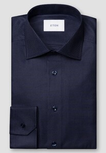 Eton Luxury Organic Cotton King Twill Houndstooth Texture Overhemd Dark Navy