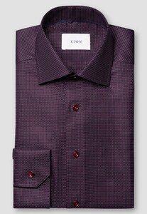 Eton Luxury Organic Cotton King Twill Houndstooth Texture Overhemd Donker Paars